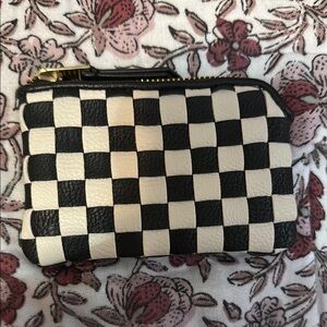 Universal Thread Black and Cream Wallet with Checkered Pattern